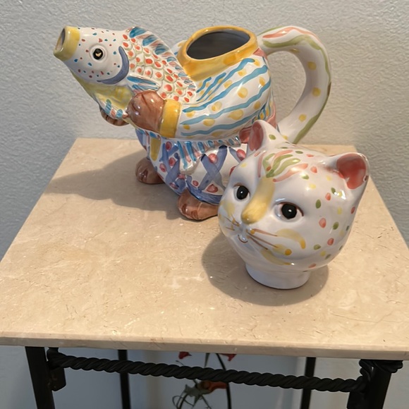 Vintage Cat w/ fish teapot. - Picture 3 of 8